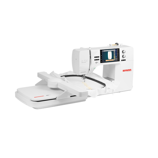 BERNINA B 700 Stickmaschine in weisser Ausfuehrung mit grossem Stickmodul und Stickrahmen, Farb-Touchscreen und markantem roten BERNINA Logo image number