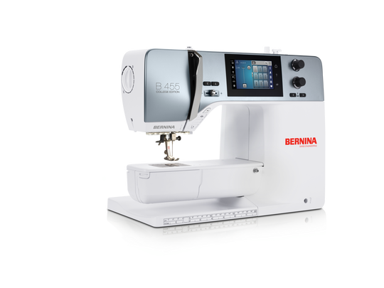 BERNINA 455 sewing machine in white with free-arm extension, color touchscreen and modern controls for precise sewing and quilting projects image number