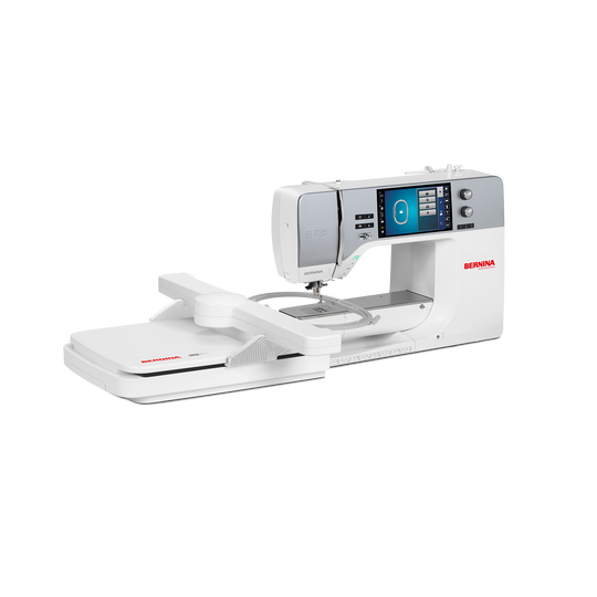 BERNINA B 735 sewing and embroidery machine with extended embroidery module, free arm and color touch screen on a white background image number