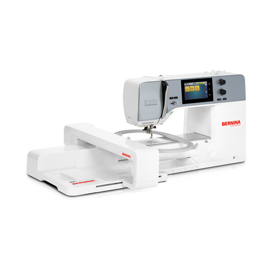 BERNINA B 570 QE weisse N&auml;h- und Quiltmaschine mit angebautem Stickmodul und Stickrahmen, Farb-Touchscreen und beleuchtetem N&auml;hbereich image number